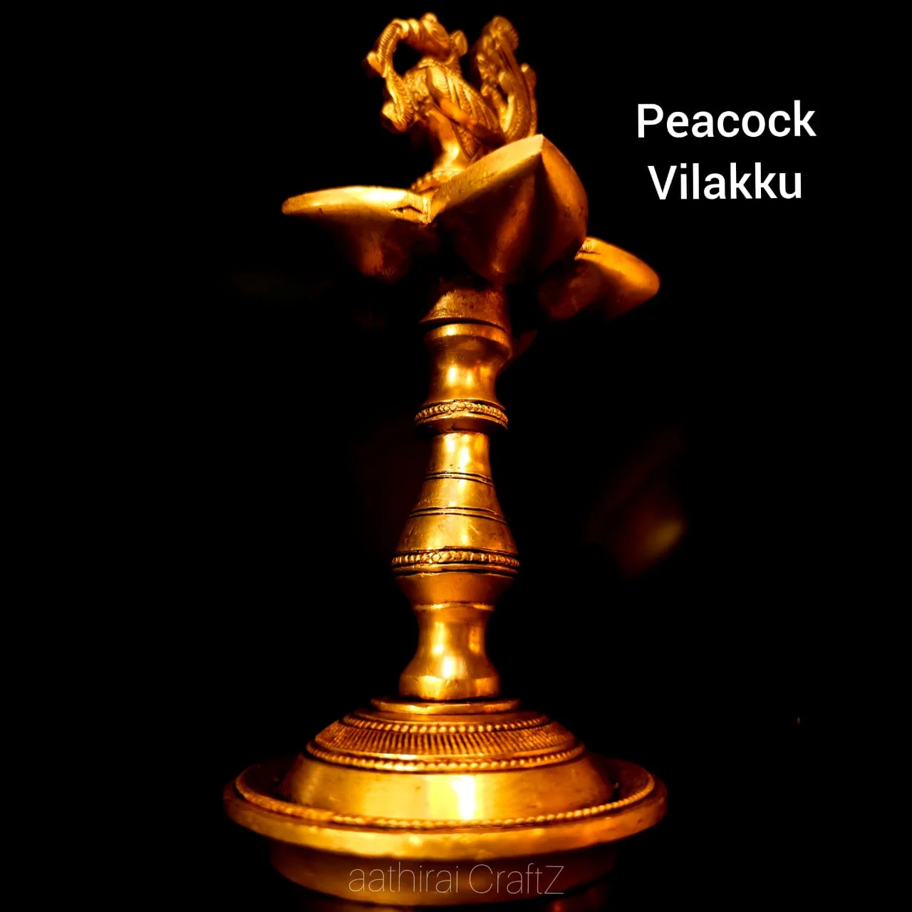 Peacock Vilakku / Lamp Statue Brass Antique Finish - image 3