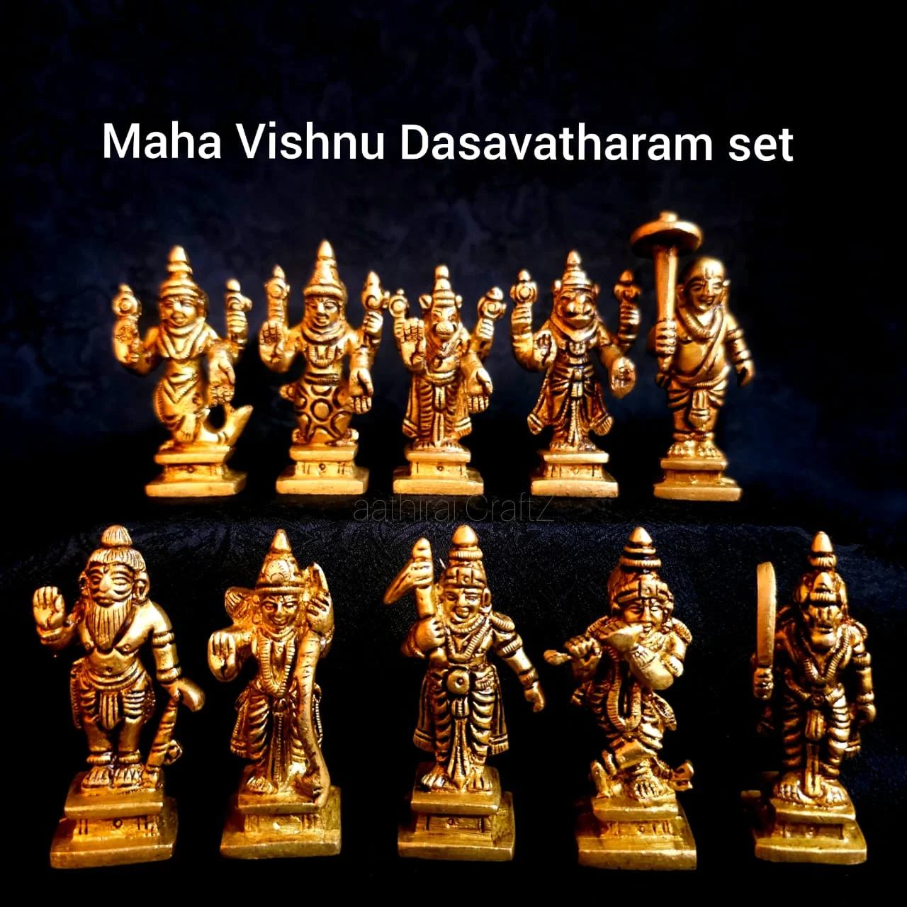 Small Dasavatharam Set Statue Brass Antique Finish - image 1