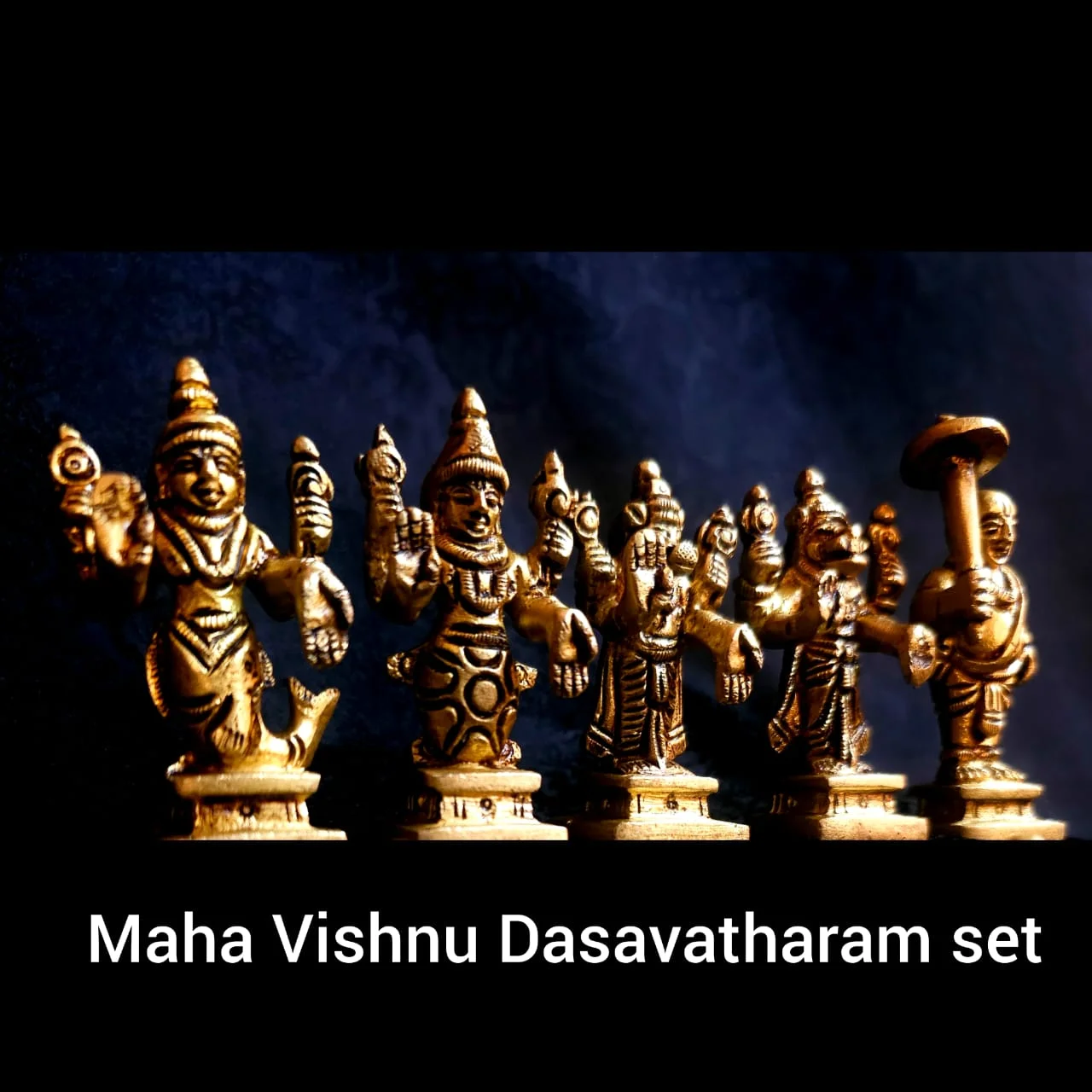 Small Dasavatharam Set Statue Brass Antique Finish - image 4