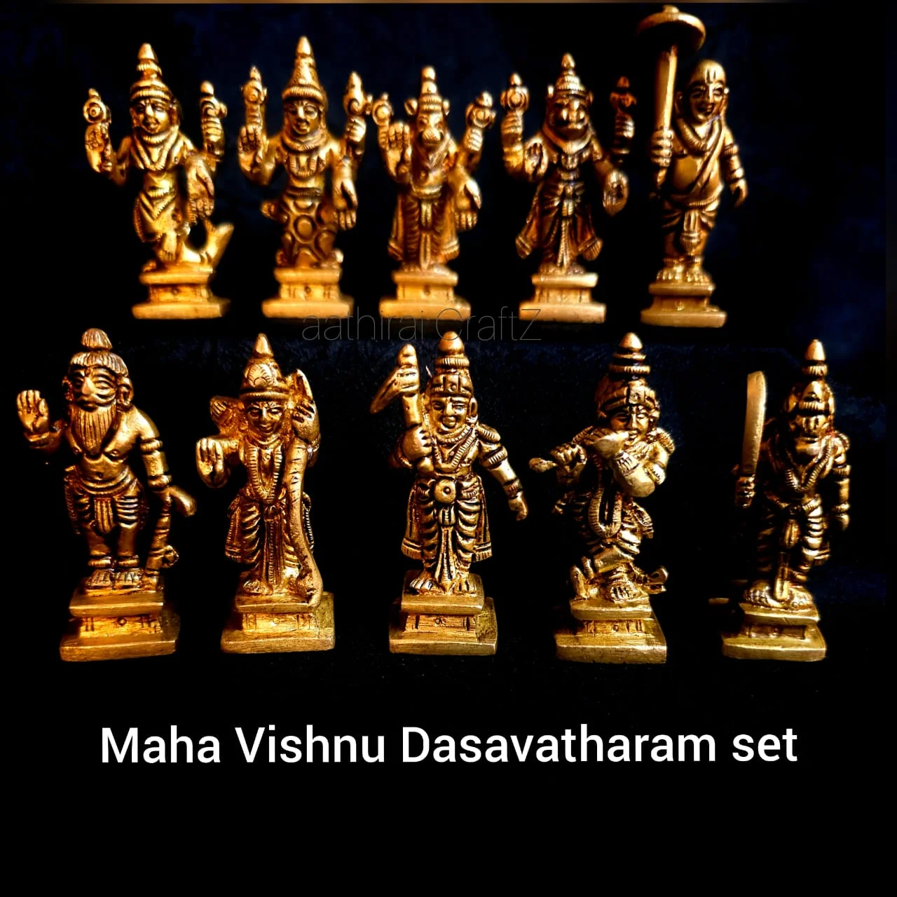 Small Dasavatharam Set Statue Brass Antique Finish - image 3
