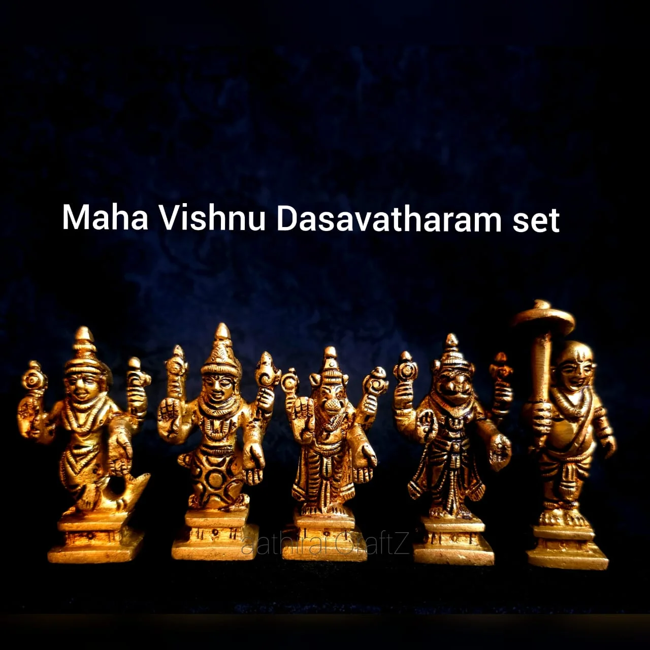 Small Dasavatharam Set Statue Brass Antique Finish - image 2