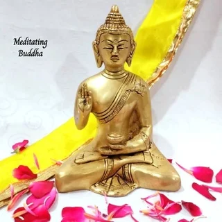 Meditating Buddha Brass Antique Finish Buddha Brass Sculpture - image 1