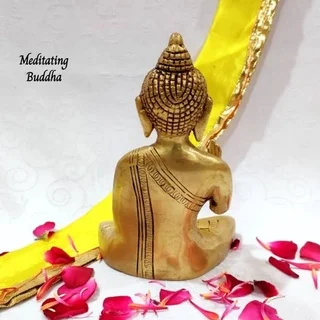 Meditating Buddha Brass Antique Finish Buddha Brass Sculpture - image 4
