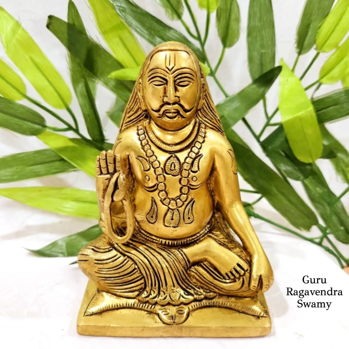 Guru Ragavendra Swami Statue Brass Antique Finish - image 1