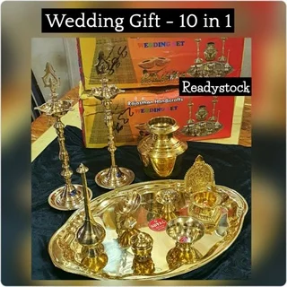 Pure Brass Pooja or Wedding Set 10 in 1 - image 2
