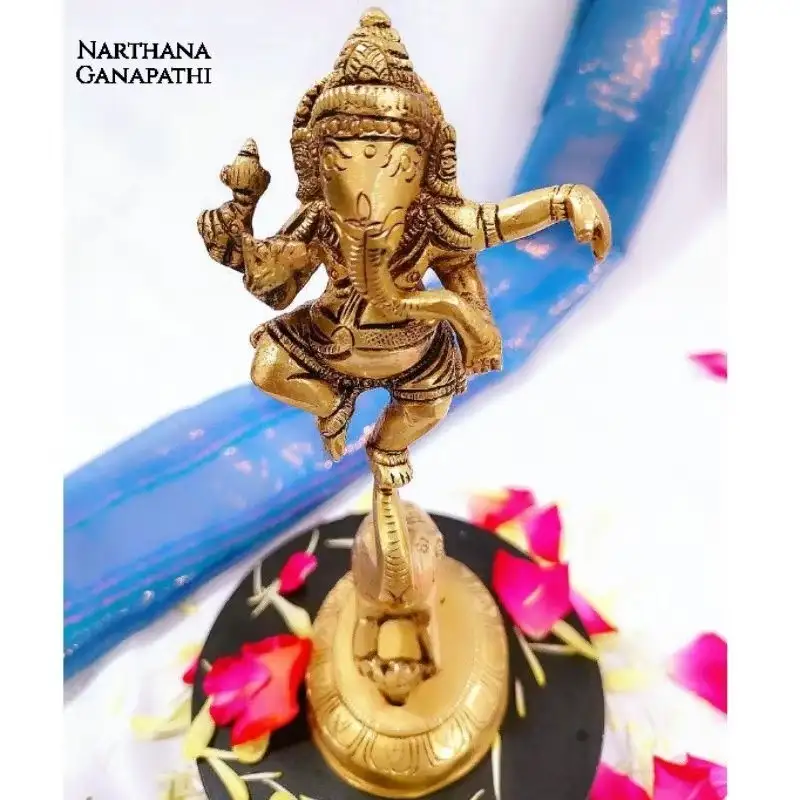 Narthana Ganapathi Idol Brass Antique Finish - image 2