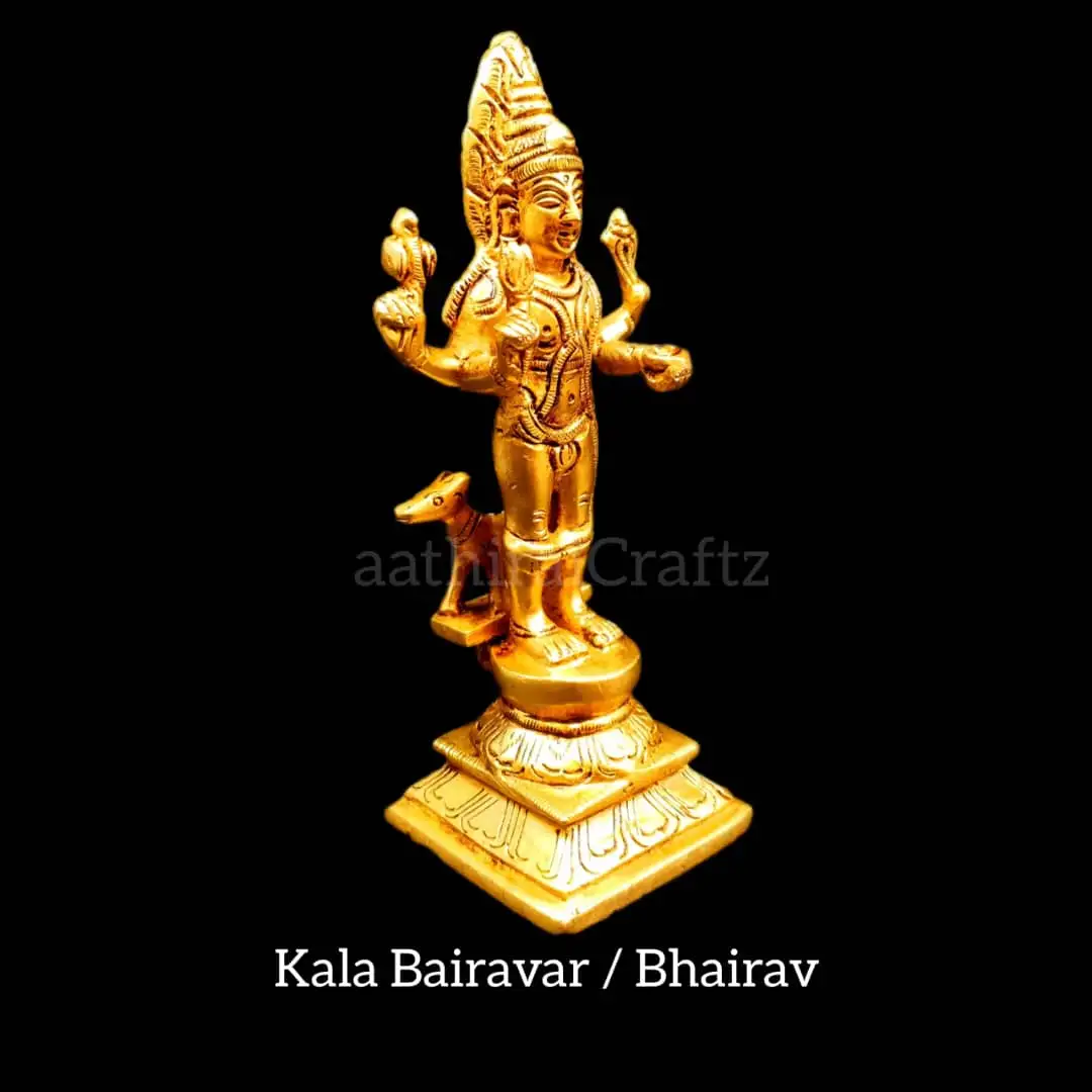 Maha Kala Bairavar /Bhairav Brass Sculpture Brass Antique Finish - image 2