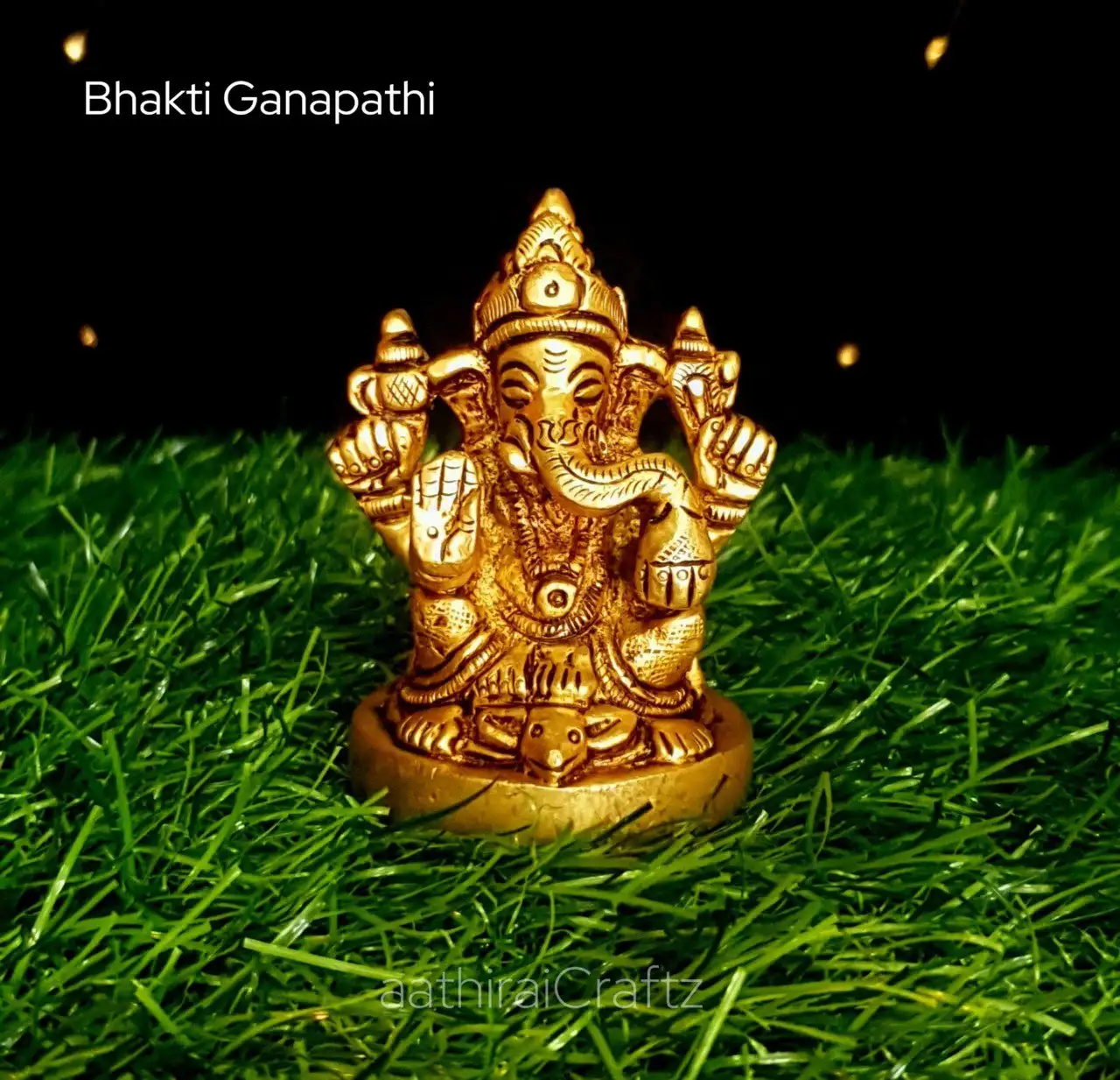 Bhakti Ganapathi / Ganapathy Brass Antique Finish - image 1