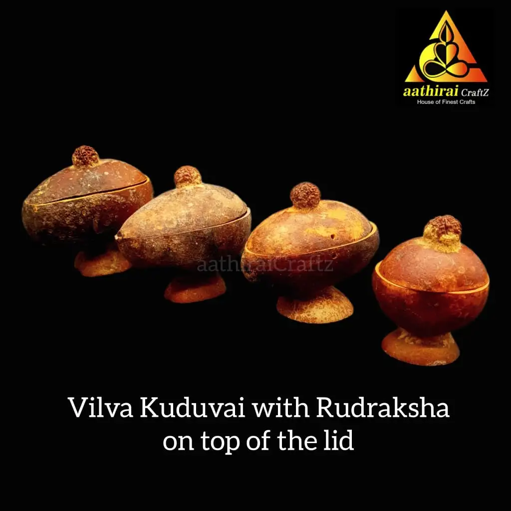 Natural Vilva / Bilva Kuduvai with rudraksha Lid - image 1