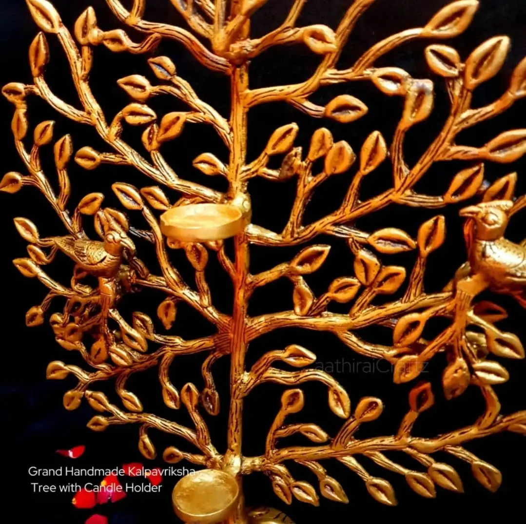 Grand Handmade Kalpavriksha Tree With Candle Holder Brass - image 2