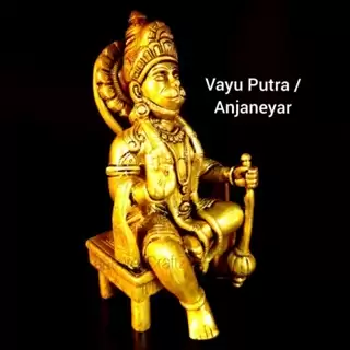 Vayu Putra / Anjaneyar Brass Antique Finish God Hanuman Sculpture - image 2