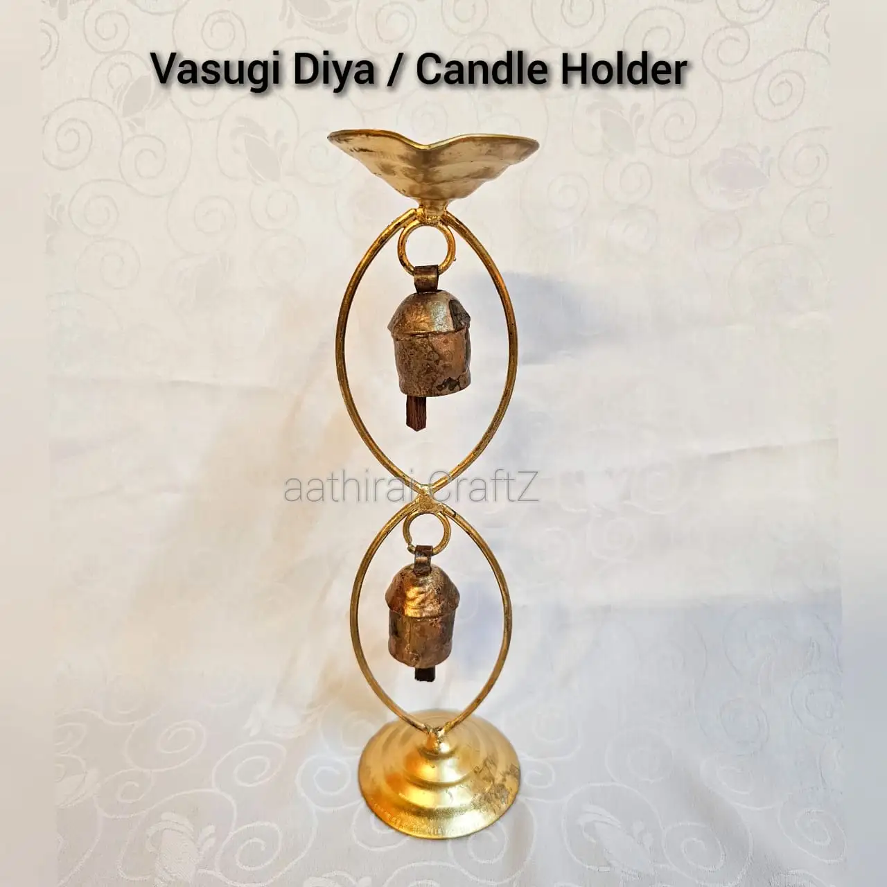 Vasugi Candle Holder with 2 Bells Modern Candle Stand for Home Deco - image 2