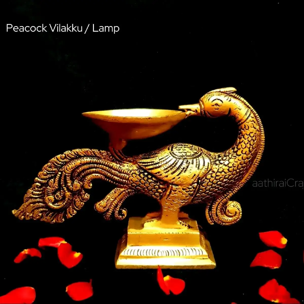 Peacock Vilakku / Lamp Brass Antique Finish - image 2