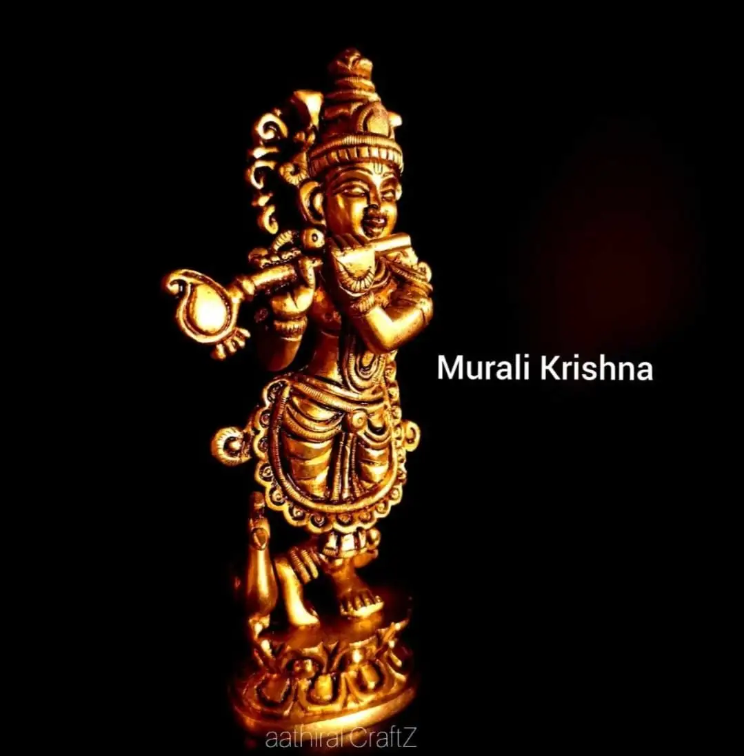 Murali Krishna Statue Brass Antique Finish Krishna Brass Sculpture - image 1