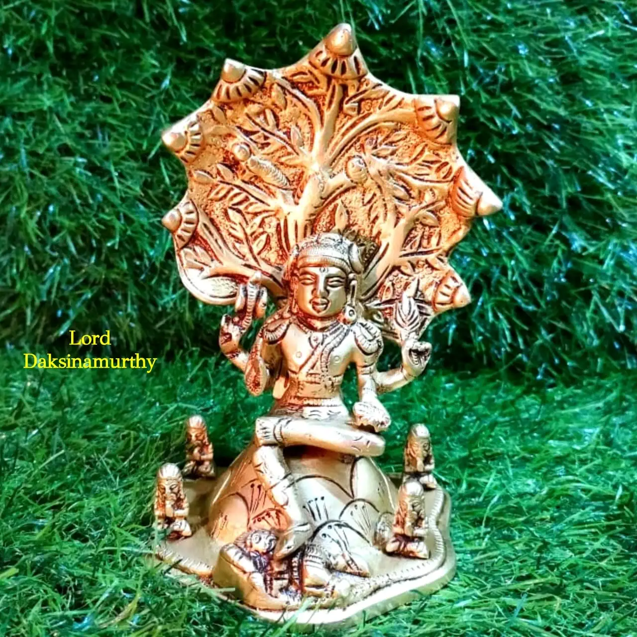 Lord Daksinamurthy Statue Brass Antique Finish - image 1