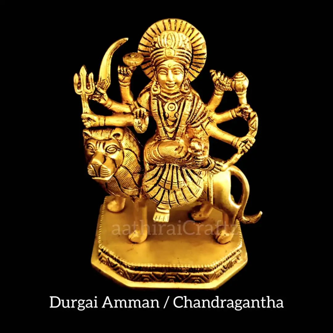 Durgai Amman / Chandragantha Idol Brass Antique Finish - image 2