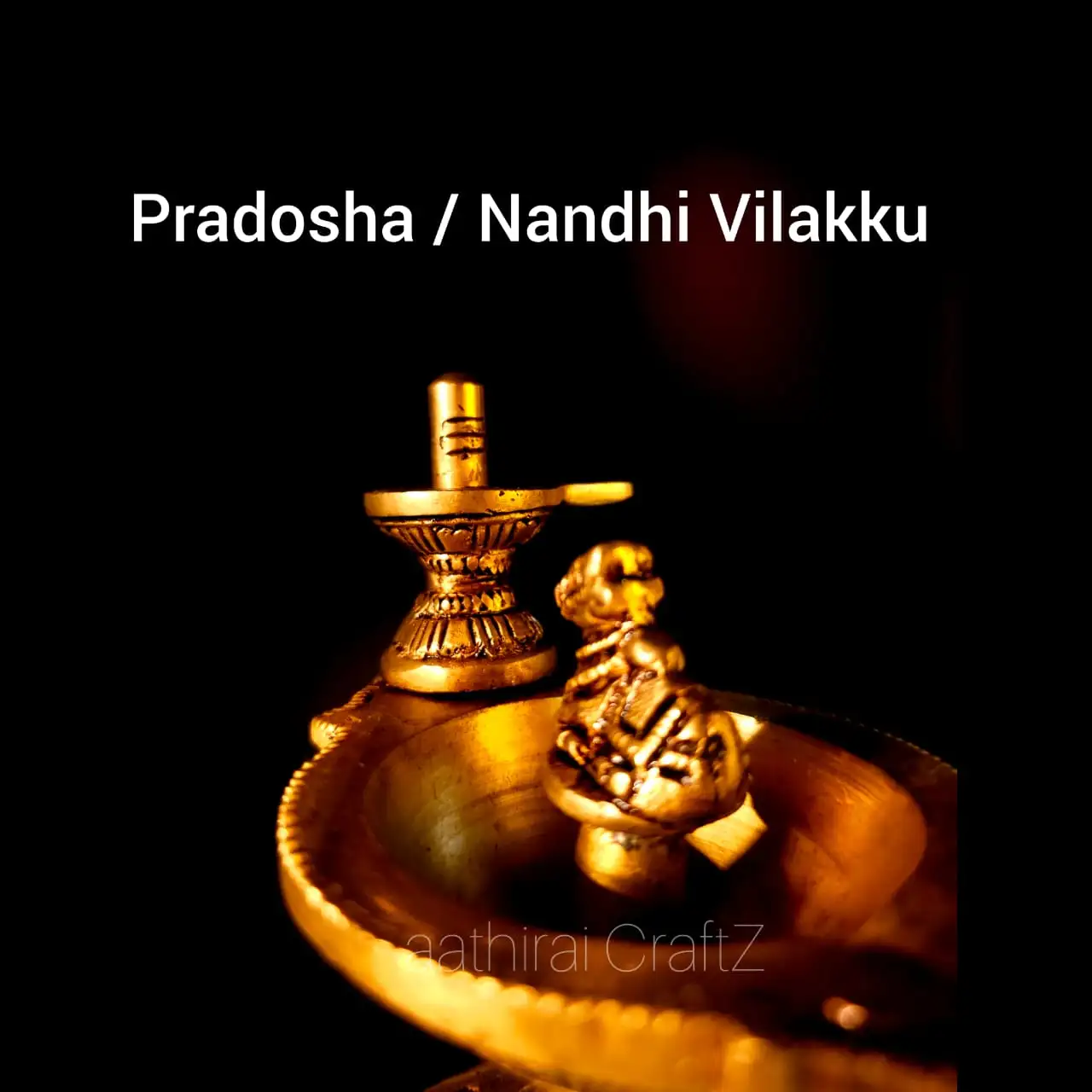 Pradosha Lamp / Nandhi Vilakku Statue Brass Antique Finish - image 2