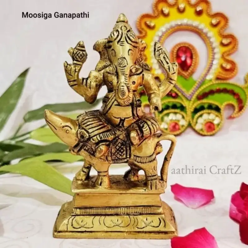 Moosiga Ganapathi -Brass Statue - image 1