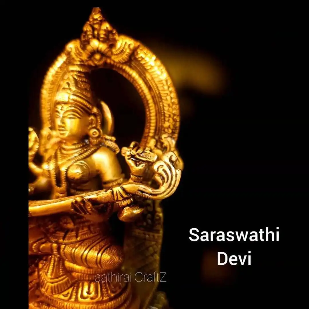 Frame Saraswathi / Saraswathi Devi Sculpture Brass Antique Finish - image 2