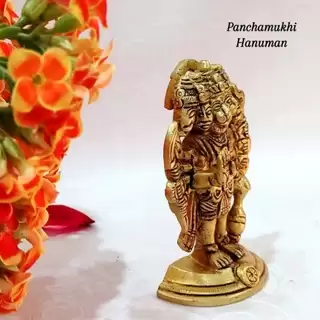 Panchmukhi Hanuman / Anjaneyar Brass Antique Finish Five Faces Lord Hanuman - image 2
