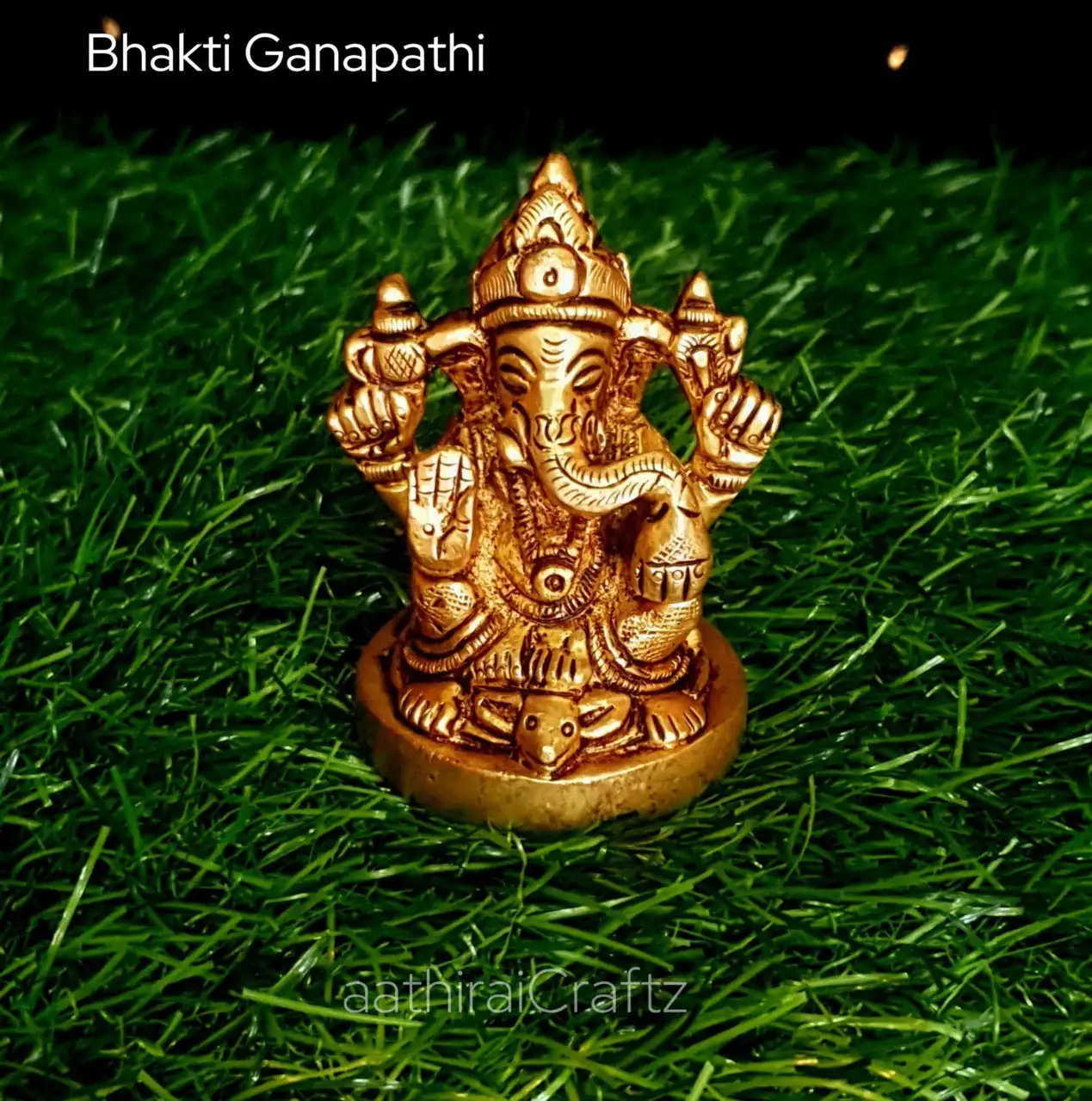 Bhakti Ganapathi / Ganapathy Brass Antique Finish - image 2