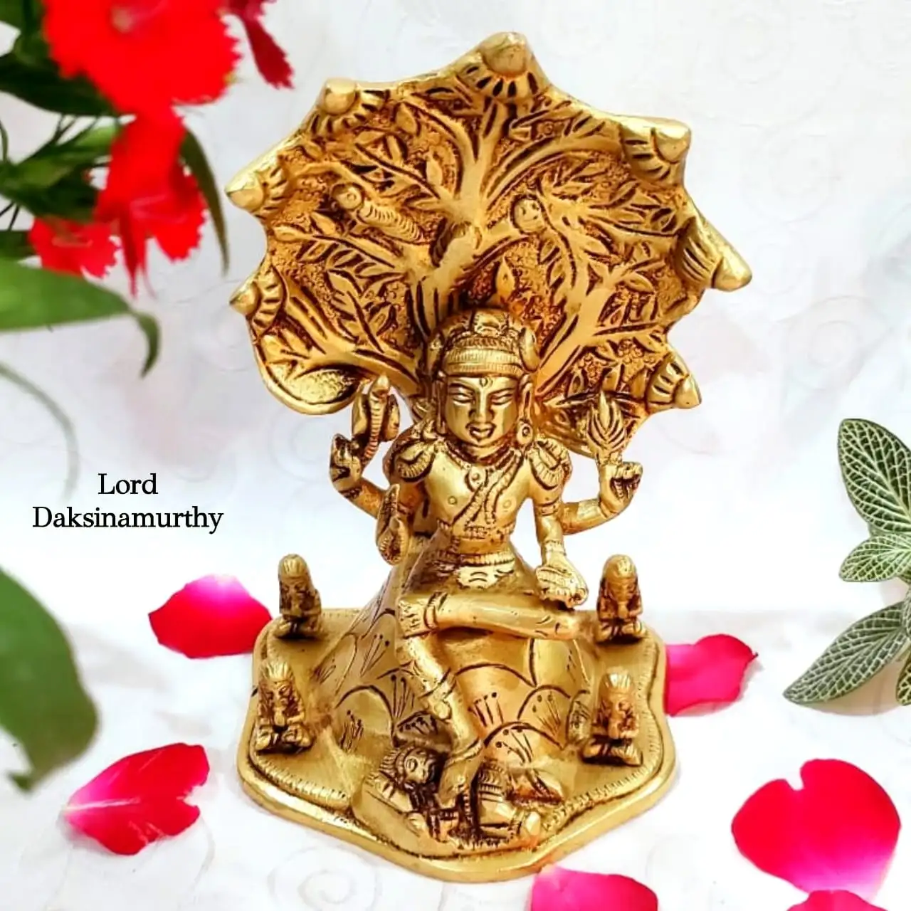 Lord Daksinamurthy Statue Brass Antique Finish - image 2