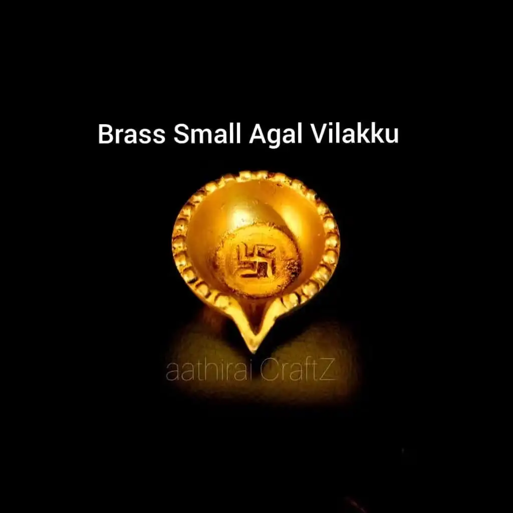 Swastik Agal Vilakku Brass Gold Antique Finish - Small - image 1