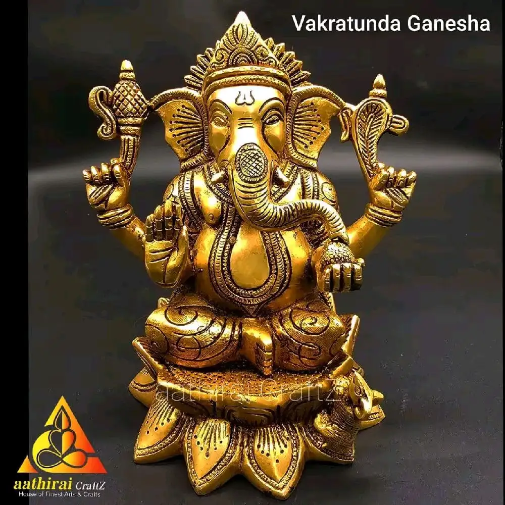 Vakratunda Ganapathi / Ganesha / Vinayagar Brass Antique Finish - image 1