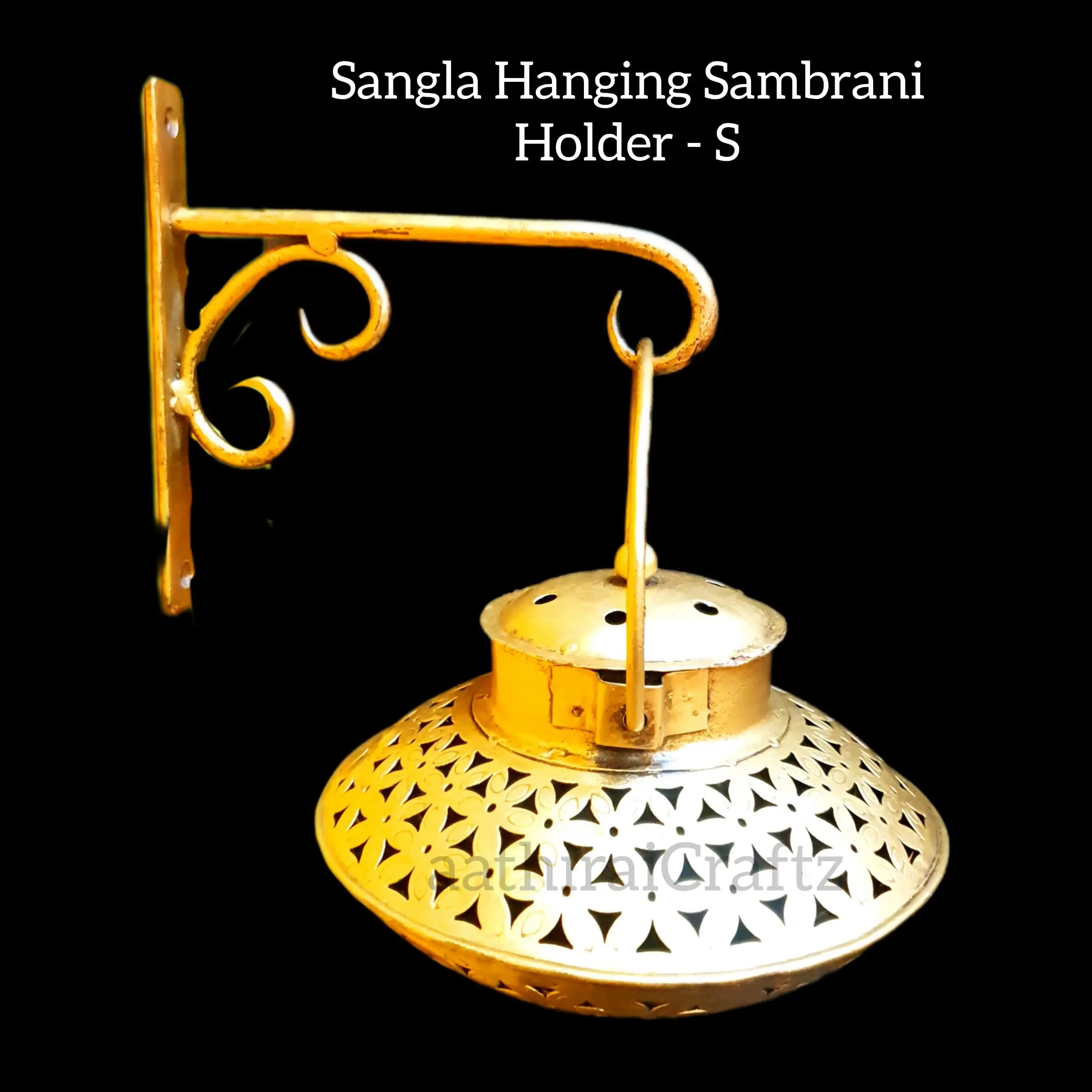 Sangla Hanging Sambrani Holder - Iron Antique Finish - Medium - image 1