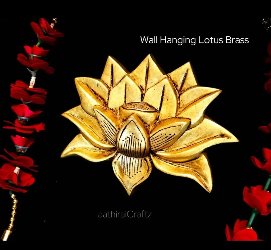 Wall Hanging Lotus Brass Antique Finish / Tamarai Malar Hanging Sculpture - image 1