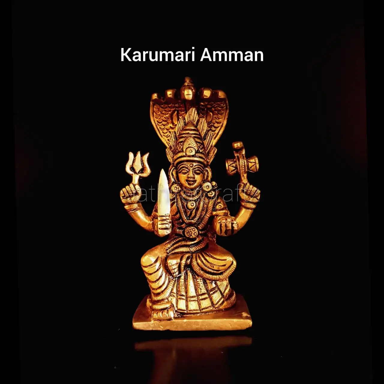 Mariamman / Karumari Amman Statue Brass Antique Finish - image 1