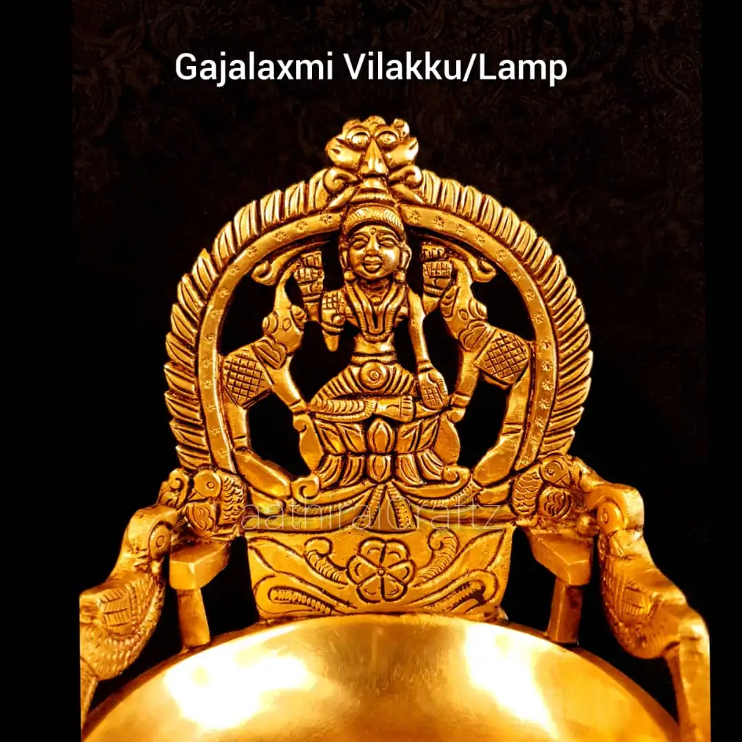 Heart Gaja Laxmi Lamp / Heart Lakshmi Lamp Brass Antique Finish - image 1