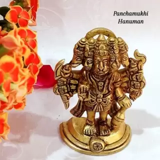 Panchmukhi Hanuman / Anjaneyar Brass Antique Finish Five Faces Lord Hanuman - image 1