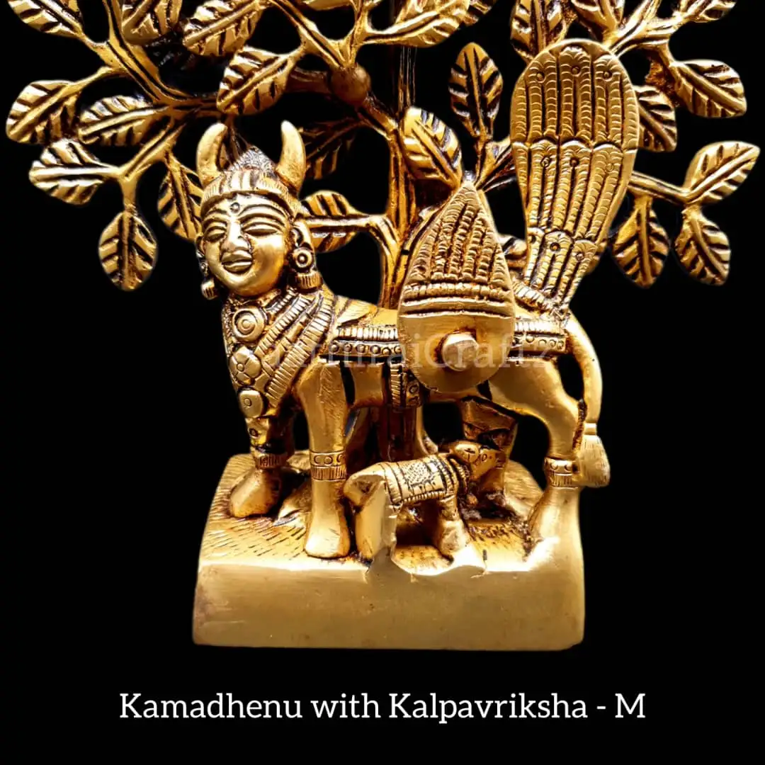 Kamadhenu with Kalpavriksha Tree / Karpaga Virutcham Brass - image 2