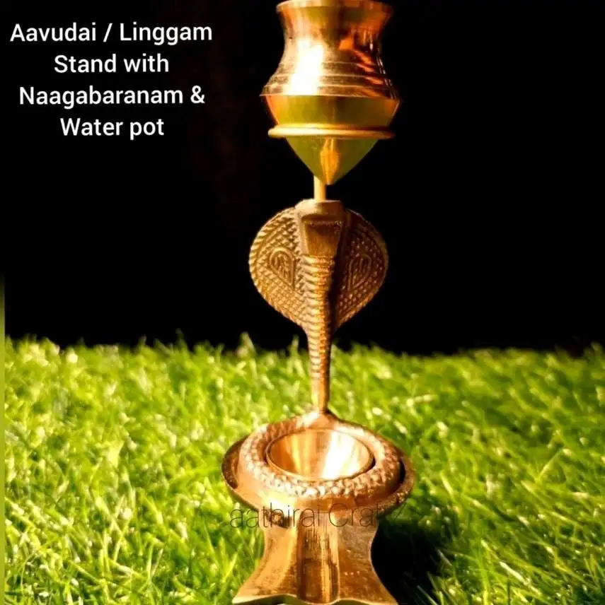 Brass Aavudai / Linggam Stand with Naagabaranam & Water pot - image 2