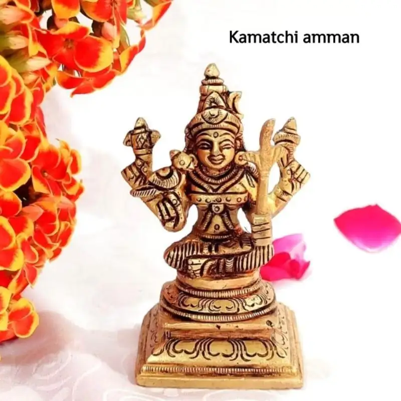 Kamatchi Amman Idol Brass Antique Finish - Without Arch - image 1