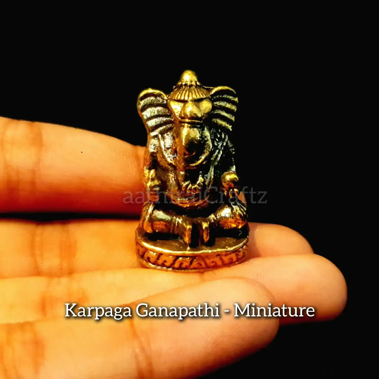 Karpaga Ganapathi Miniature Brass Antique Finish - image 1