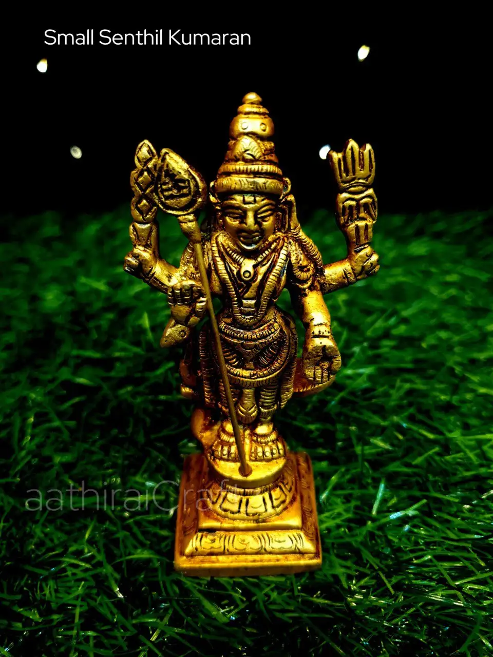 Small Senthil Kumaran / Murugan Statue Brass Antique Finish - image 1