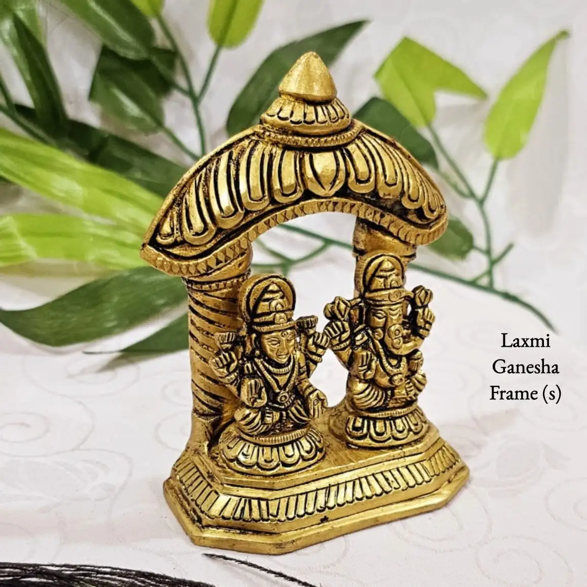 Laxmi Ganesha Idol Brass Antique Finish - image 2