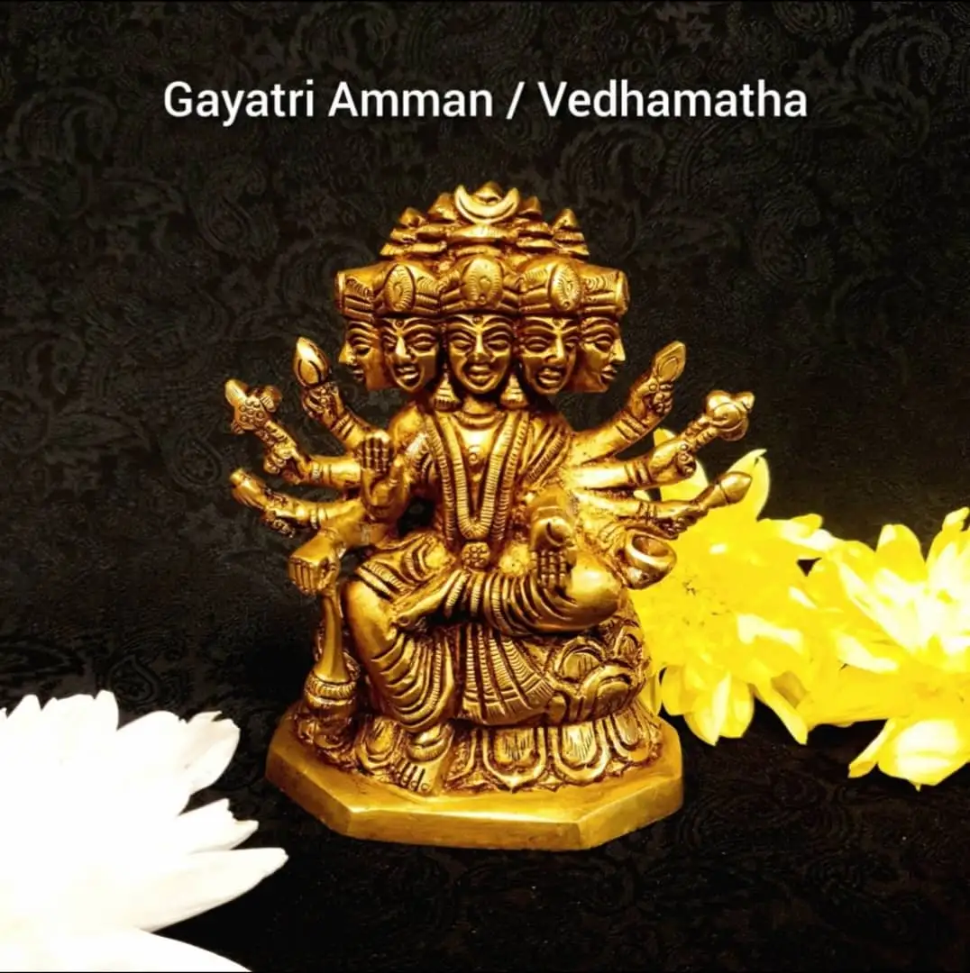 Goddess Gayathri Statue Brass Antique Finish - image 1