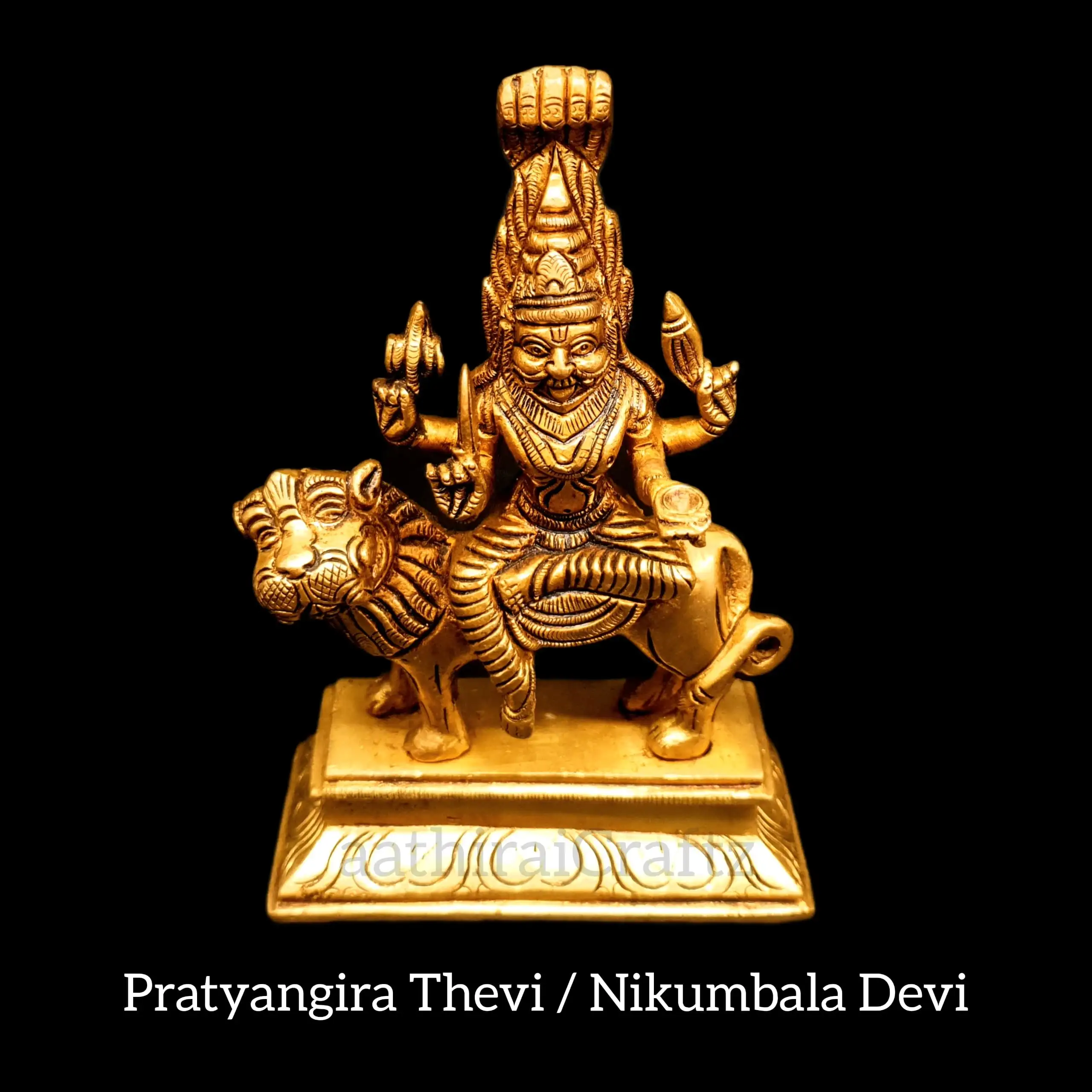 Pratyangira Thevi / Nikumbala Devi Brass Antique Finish - image 2