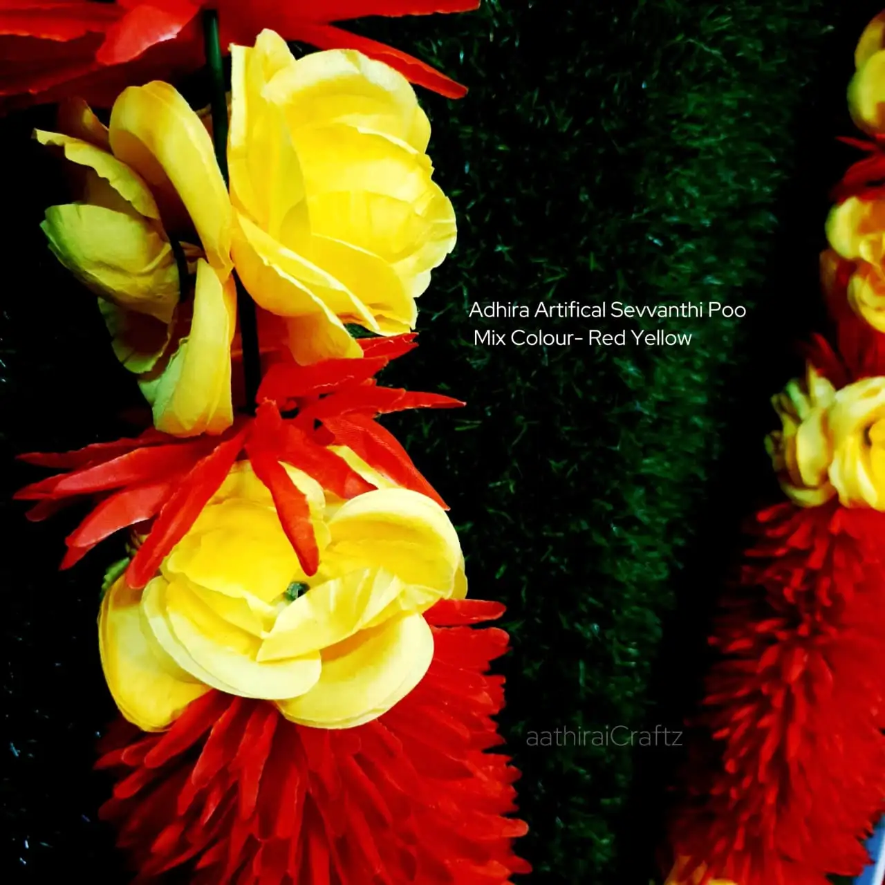 Adhira Artifical Sevvanthi Poo Mix Colour - Red Yellow Rose - image 2