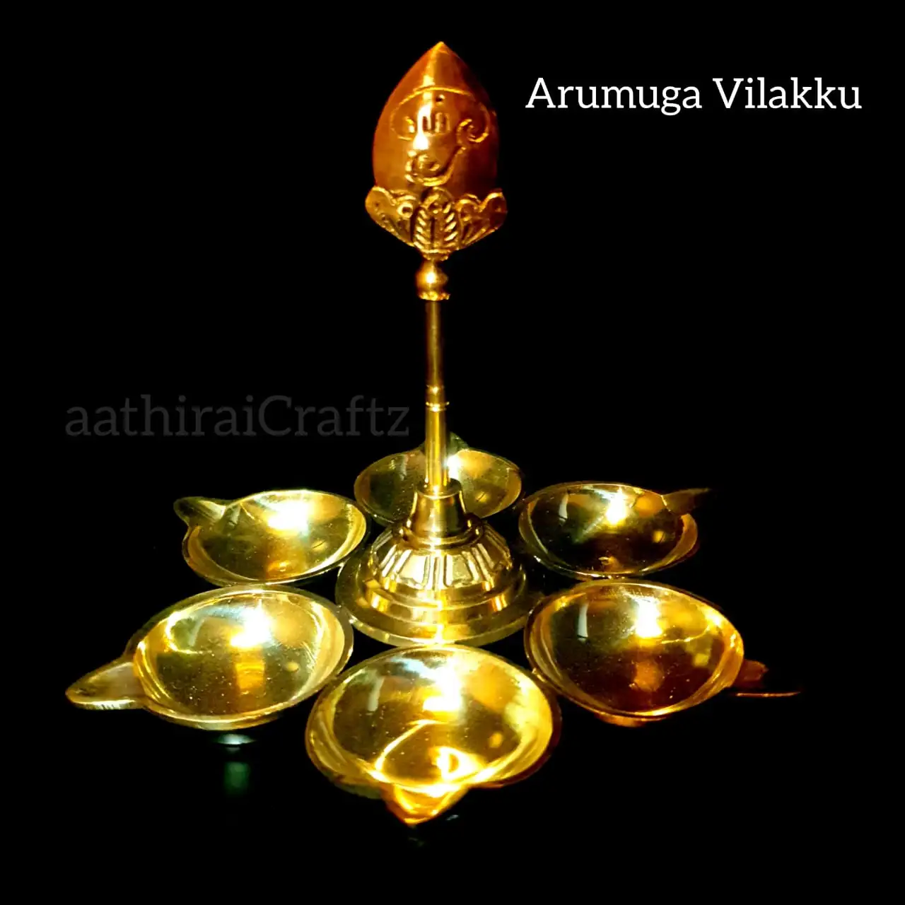 Arumuga Brass Antique Finish Vilakku - image 1