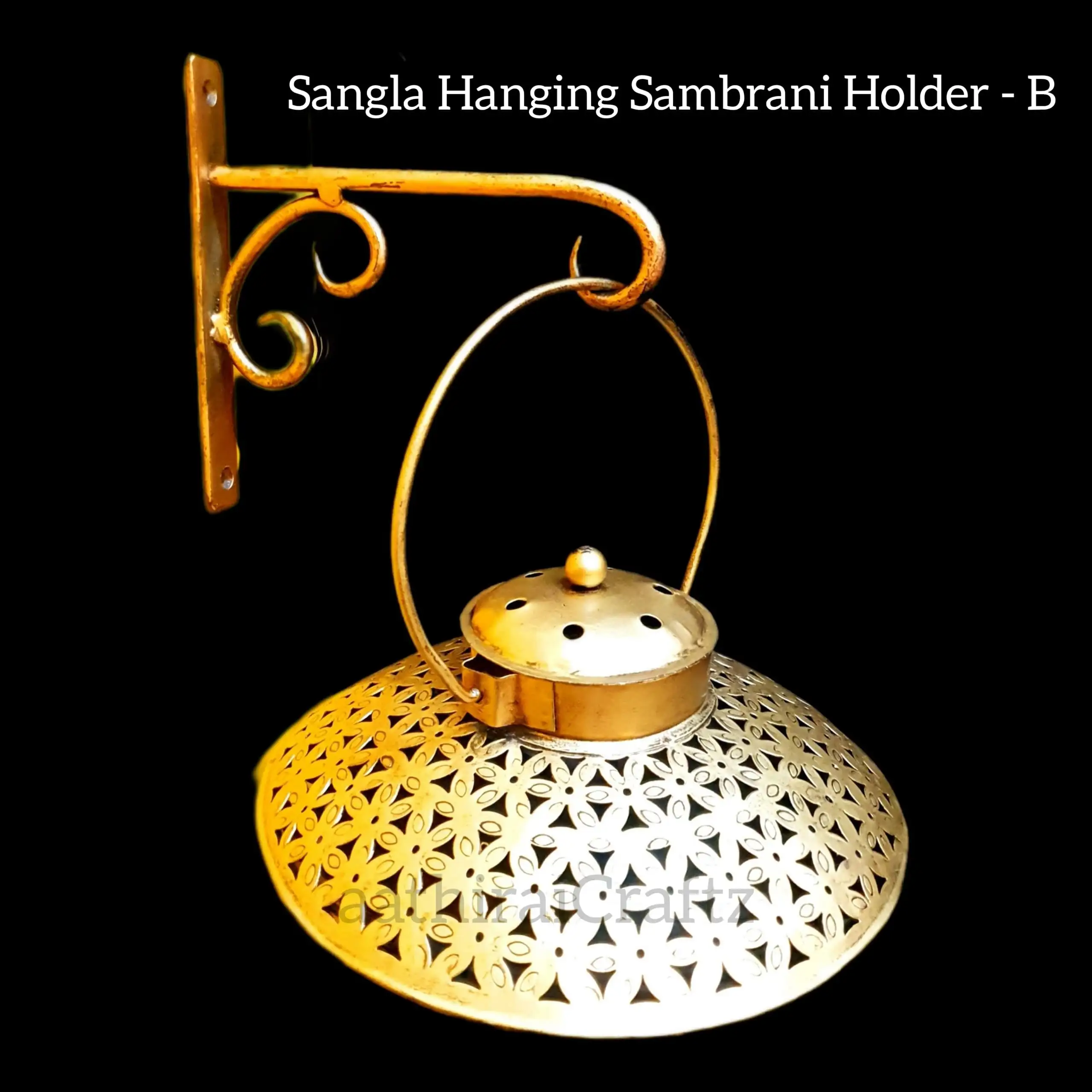 Sangla Hanging Sambrani Holder - Iron Antique Finish - Small - image 1