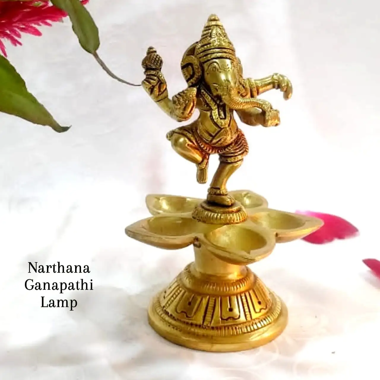 Narthana GanapathiBrass Vilakku Antique FinishGod Vinayagar / Ganesha Lamp - image 2
