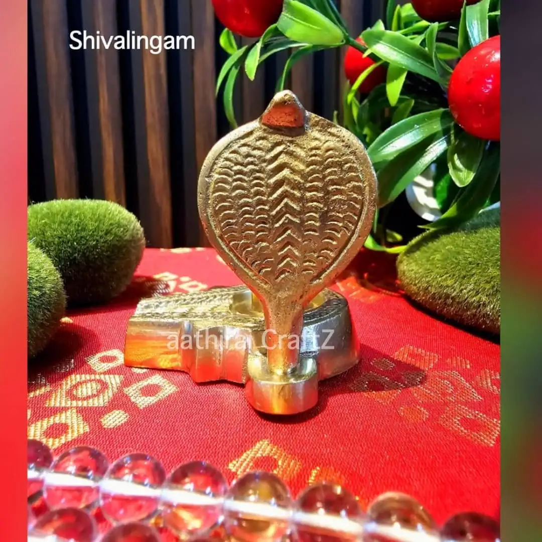 Shiva Lingam with Snake Brass Sculpture - image 2