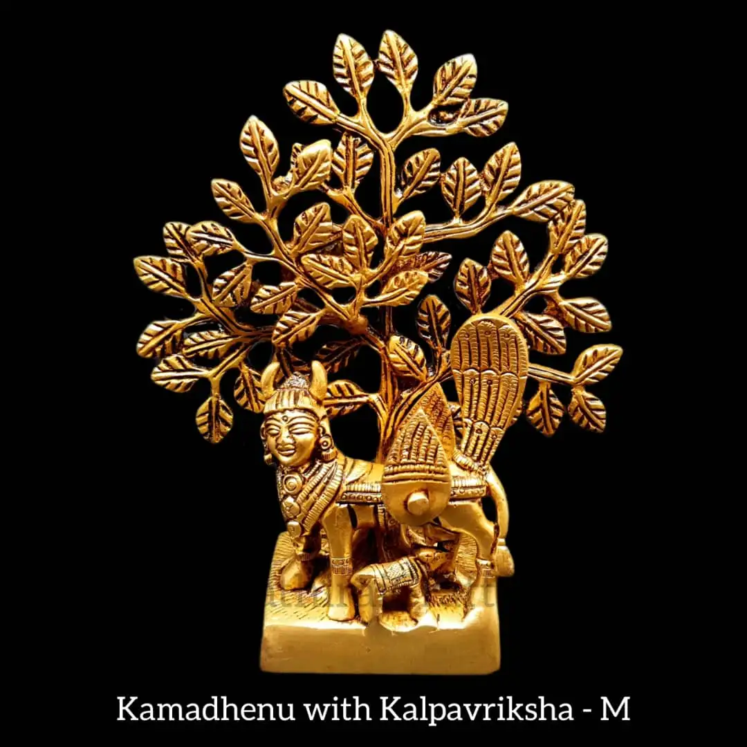 Kamadhenu with Kalpavriksha Tree / Karpaga Virutcham Brass - image 1