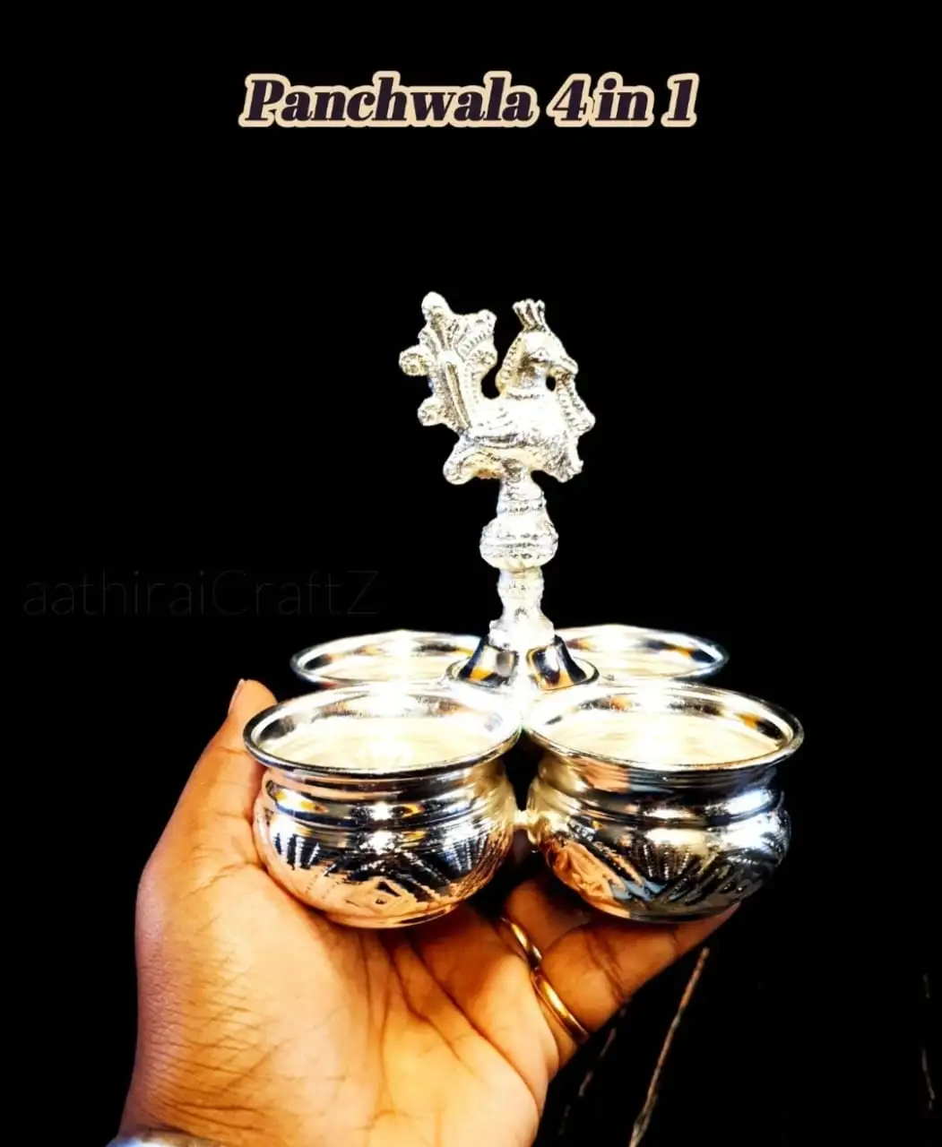 Traditional German Silver Panchwala / Kinnam Peacock 4 in 1 - image 1