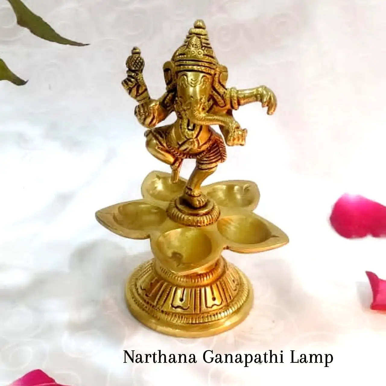 Narthana GanapathiBrass Vilakku Antique FinishGod Vinayagar / Ganesha Lamp - image 1