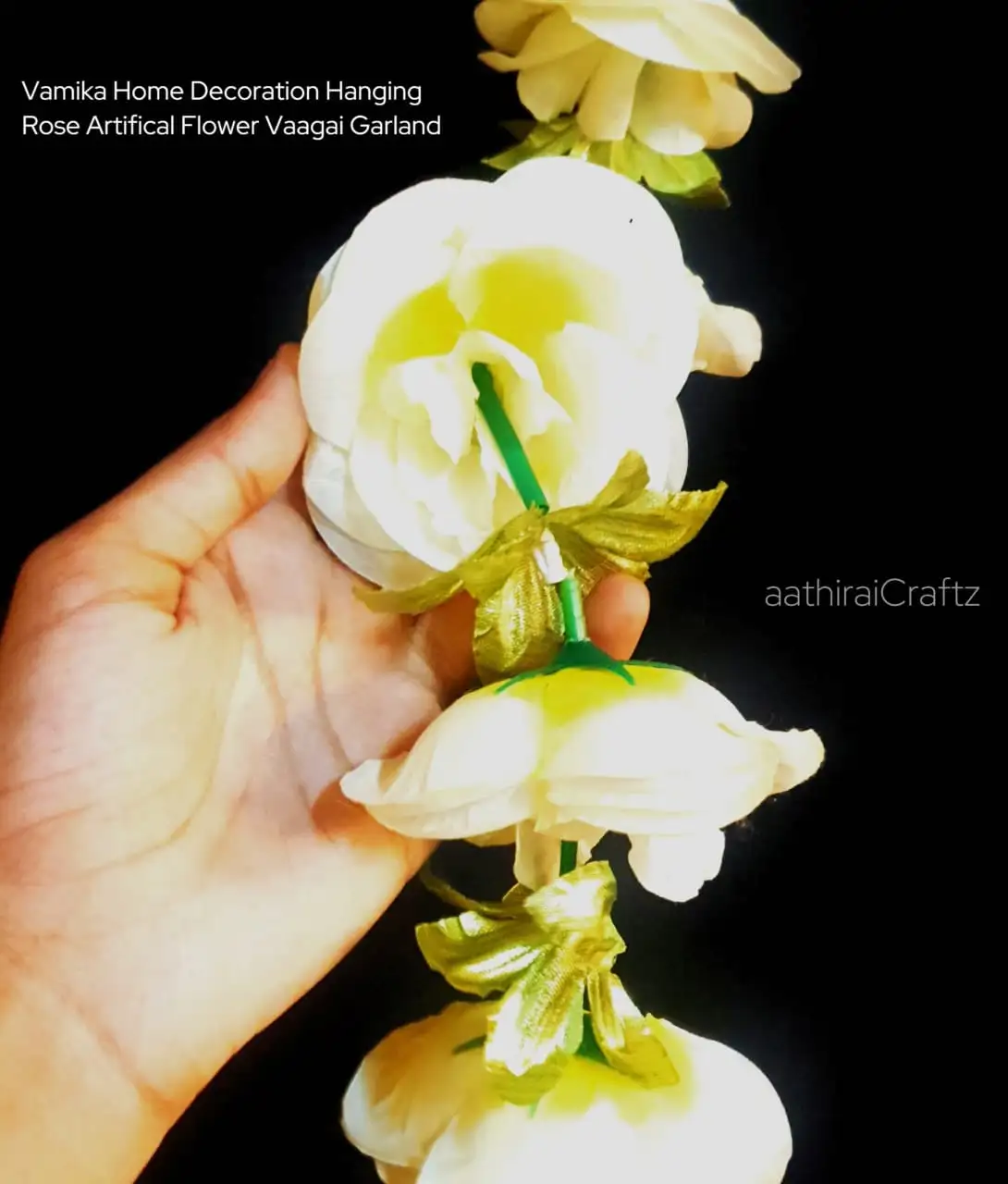 Vamika Home Decoration Hanging Rose Garland - Light Green Rose - image 2